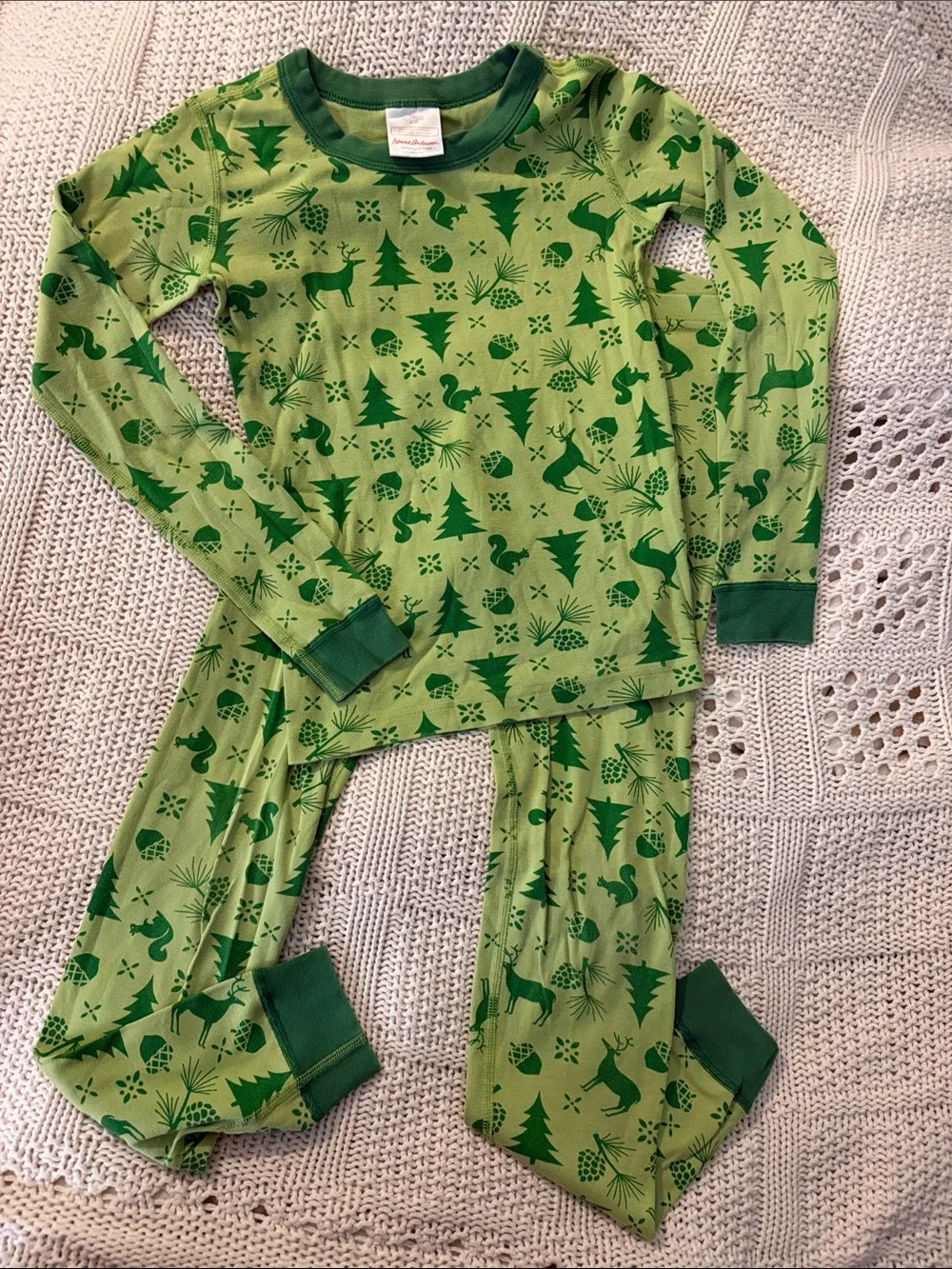 Hanna Andersson Green Woodland Print Pajama Set